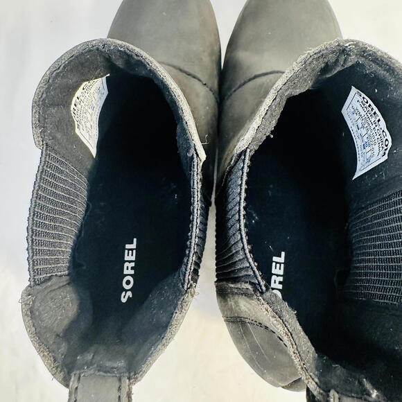 SOREL Boots 9 JOAN OF ARCTIC II CHELSEA Hidden Wedge Lug Black Ankle Waterproof - Picture 7 of 8